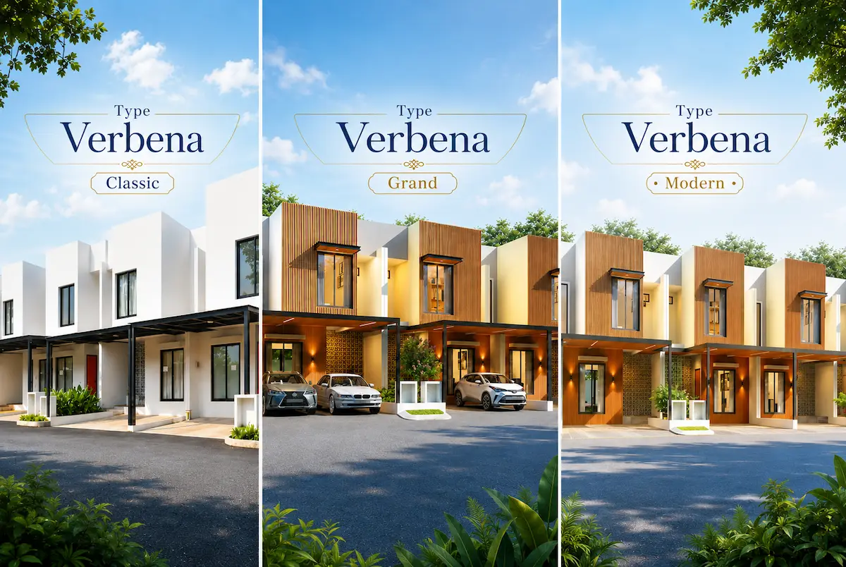 perbandingan tipe verbena classic modern grand green serpong bintaro
