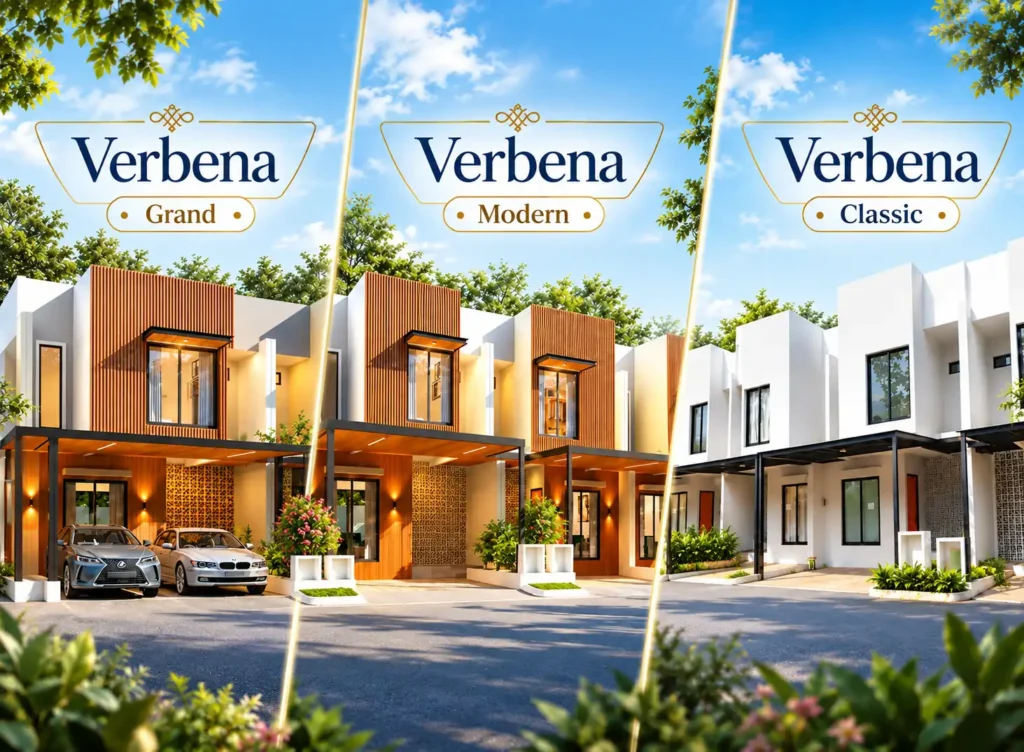 perbandingan tipe verbena classic modern grand green serpong bintaro